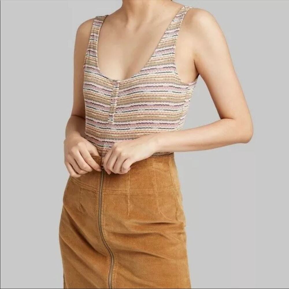 Wild Fable Snap Placket Bodysuit Size XS Multicolored‎ Textured